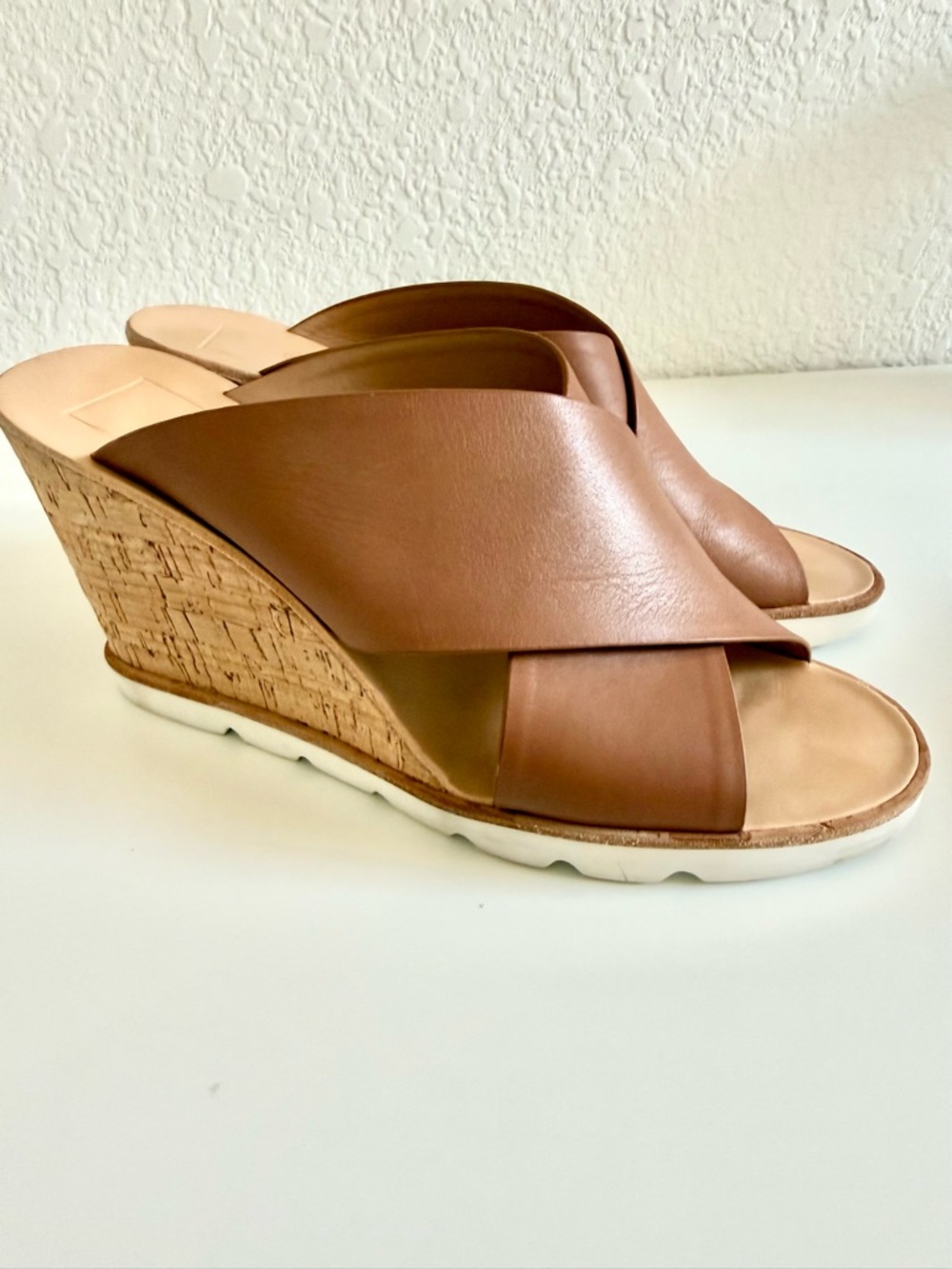 Dolce Vita Brown Leather Cork Wedge Sandals